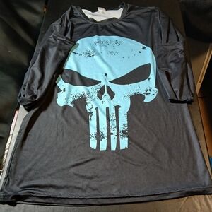 Teens Graphic Long Sleeve 3xl Shirt - Dark Blue and Ligth Blue